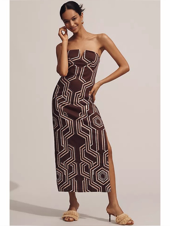 Anthropologie Dresses & Skirts - Anthropologie Linen Notched Midi Dress